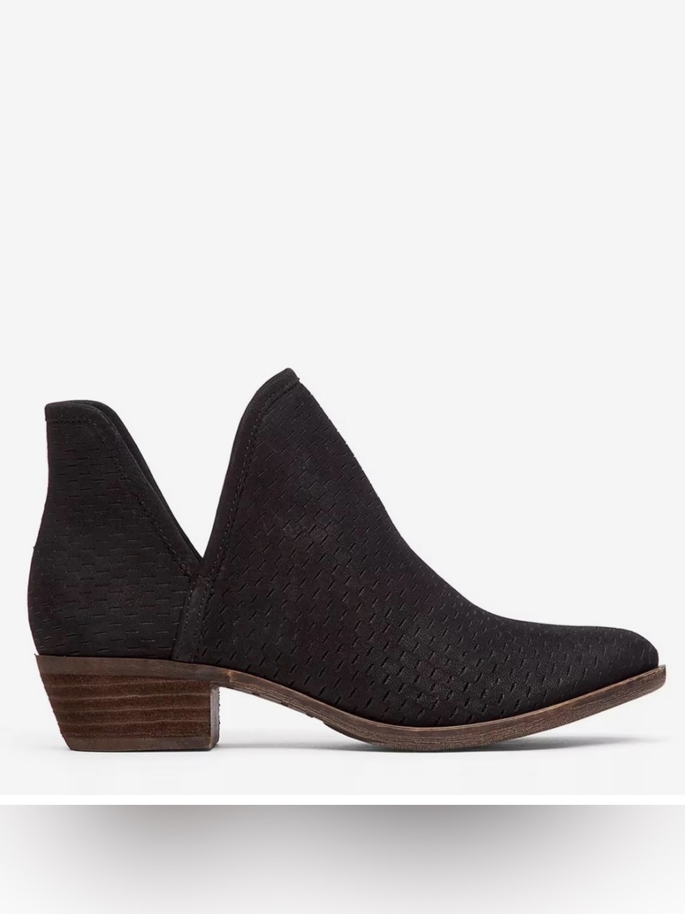 Lucky Brand Baley Black Perforated V-Cut Ankle Bootie Never Worn!